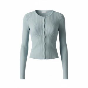 Malibu Fox Light Blue Ribbed Cardigan Size Large